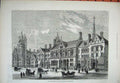 Old Antique Print 1882 Royal Courts Justice Carey Street Buidlings Horses 19th