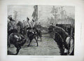 Original Old Antique Print 1882 Royal Review Brigade Guards Marching Queen Army