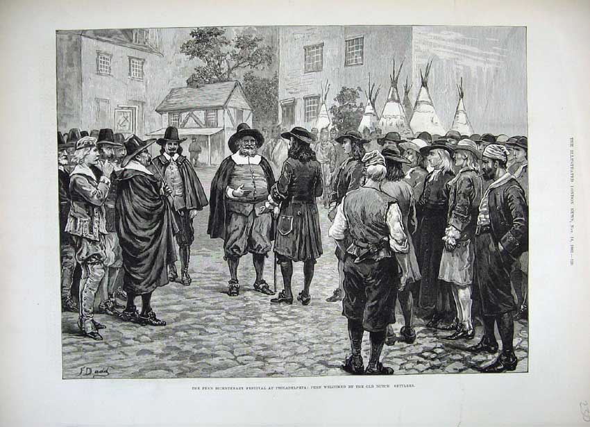 Old Antique Print Penn Bicentenary Festival Philadelphia 1882 Dutch Army 19th