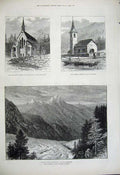 Antique Old Print 1882 Winter Fashion Swan Edgar Piccadilly Engadine Hill 19th