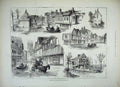 Old Antique Print 1882 Floods Canterbury Postman Houses Friar'S Mill Boat 19th