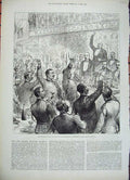 Old Antique Print 1882 Banquet Life Guards Humphrey'S Hall Knightsbridge 19th