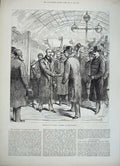 Old Antique Print 1882 Arrival Sir Garnet Wolseley Charing Cross Station 19th