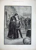 Original Old Antique Print Army Siers War 1882 Mother Son Boy Mosses Fine Art
