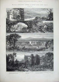 Old Antique Print 1882 Carlisle Naworth Castle Lanercost Priory Mill Art 19th