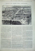 Old Antique Print 1882 Huntley Biscuit Factory Church Crawford Aberdeen 19th