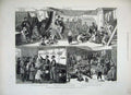 Original Old Antique Print 1882 Egypt Refugee Ship Britain People Feeding Dog