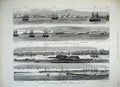 Old Antique Print 1882 Alexandria Harbour Ships Pharos Castle Khedive Art 19th
