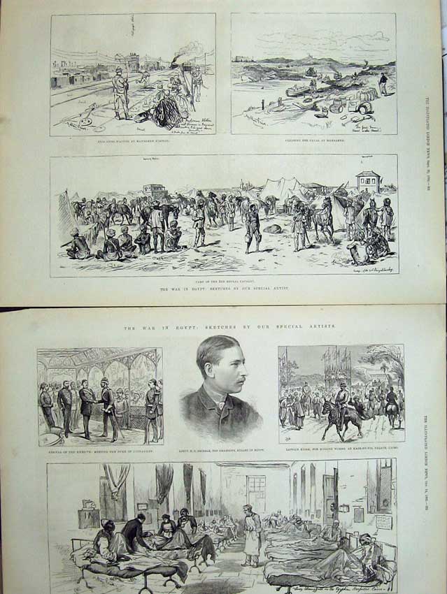 Old Antique Print War Egypt 1882 Bengal Army Mahsameh Hospital Gribble 19th