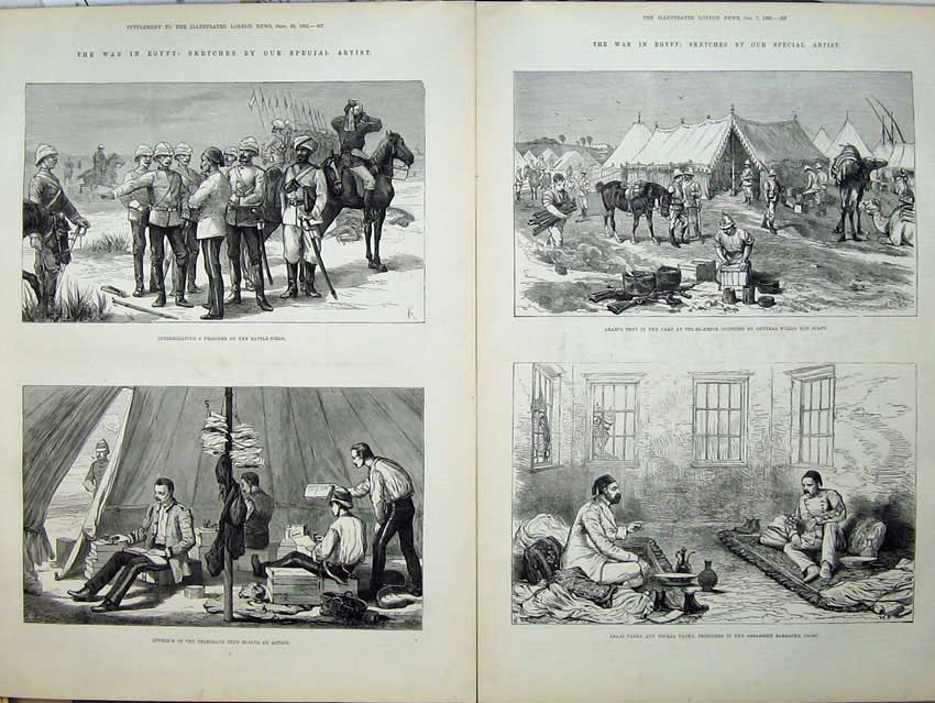 Old Antique Print War Egypt 1882 Arabi'S Tent General Willis Telegraph 19th