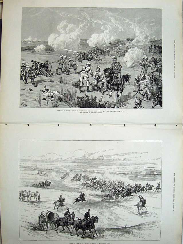 Old Antique Print War Egypt 1882 Kassassin Battle Horses Camels Army Men 19th