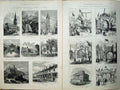 Old Antique Print 1882 Preston Church Hosptial Railway Hotel Arch Museum 19th