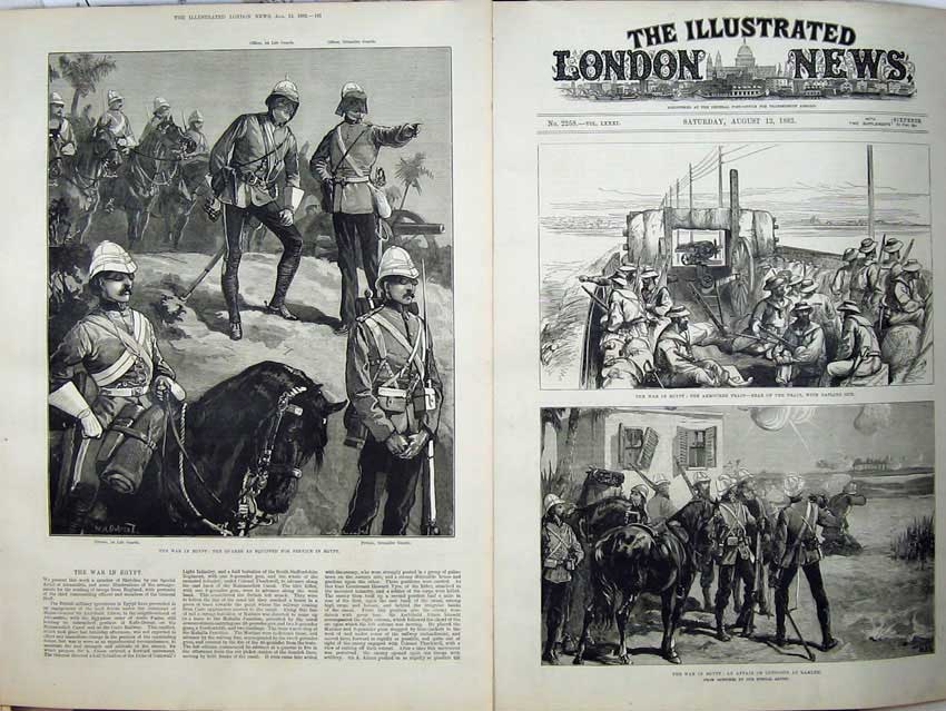 Old Antique Print War Egypt 1882 Guards Grenadier Armoured Train Ramleh 19th