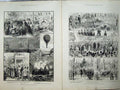 Old Antique Print 1882 Prince Wales Bradford Triumphal Arch Mayor Tower 19th