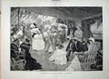Old Antique Print 1882 Woodville Art Men Women Dancing Ship Man-Of-War 19th