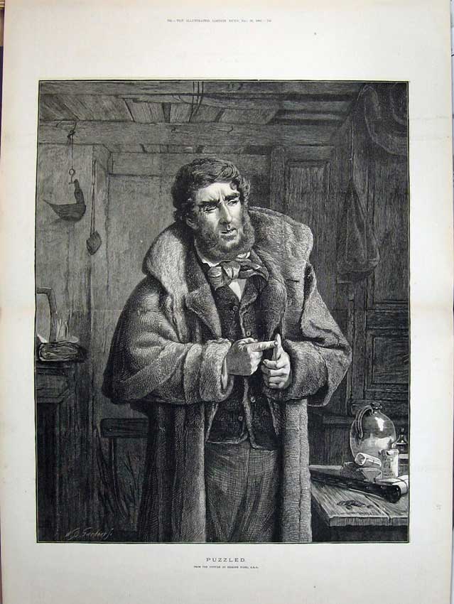 Original Old Antique Print Fine Art 1882 Thinking Man Study Gardner Nicol 19th