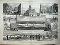 Old Antique Print 1882 Plymouth Abbey Church Lighthouse Breakwater Hoe 19th