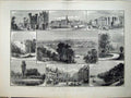 Old Antique Print 1882 Reading Forbury Gardens Abbey Grammar School Art 19th