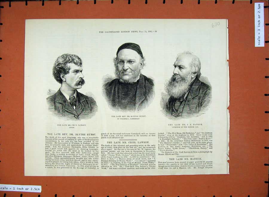 Old Antique Print 1882 Dr Blythe Hurst Hansom Cecil Lawson Men Artist Cab 19th