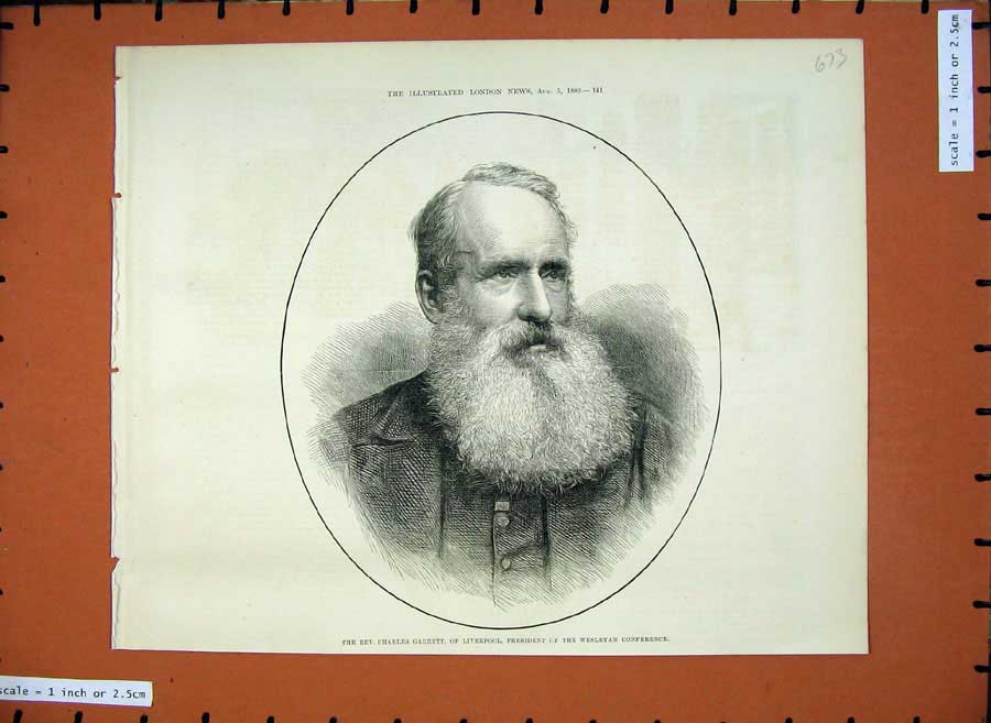 Old Antique Print 1882 Charles Garrett Liverpool Wesleyan Conference Man 19th