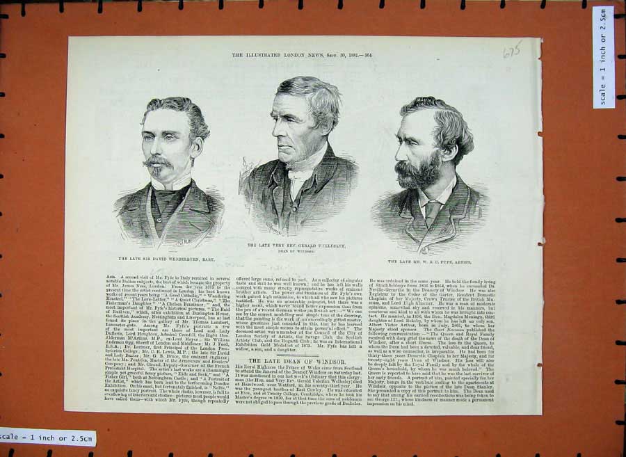 Old Antique Print 1882 David Wedderburn Gerald Wellesley Fyfye Artist Men 19th