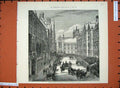 Old Antique Print 1882 Royal Courts Justice Great Quadrangle Horse Coach 19th
