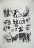 Old Antique Print 1883 Mr Irving Bishop Theatre Thought Reader James Hall 19th