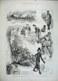 Old Antique Print 1883 Amatuer Theatre Royal Navy Volunteers Ship Rainbow 19th