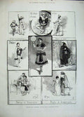Original Old Antique Print 1883 Esmeralda New Opera Drury Lane Theatre Phoebus