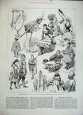 Old Antique Print 1883 Fancy Dress Ball Royal Albert Bolingbroke Hospital 19th