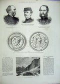 Original Old Antique Print 1883 Aqueduct Canal Irwell Medal Lewis Pirie Charles