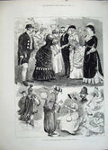 Old Antique Print 1883 Mayors Fancy Dress Ball Liverpool Townhall Costume 19th
