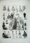 Old Antique Print 1883 Childrens Fancy Dress Ball Mansion House Costumes 19th