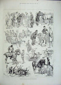 Original Old Antique Print 1883 Polo Pony Race Hurlingham Sport Horses Men 19th