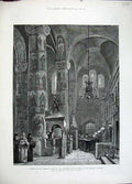 Original Old Antique Print 1883 Cathedral Church Assumption Kremlin Mosocow Art