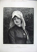 Old Antique Print Portrait Beautiful Phoebe Woman 1883 Gardner Fine Art 19th