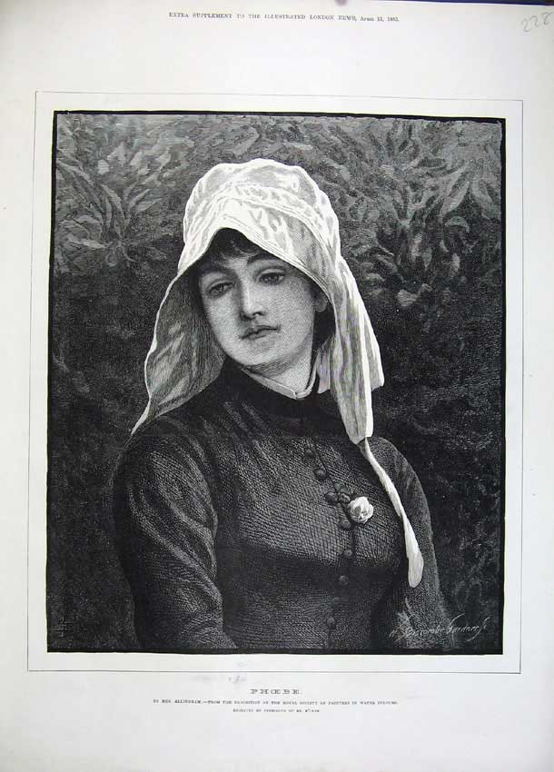 Old Antique Print Portrait Beautiful Phoebe Woman 1883 Gardner Fine Art 19th