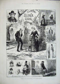 Original Old Antique Print 1883 Silver King Princess Theatre Actors Ludlow 19th