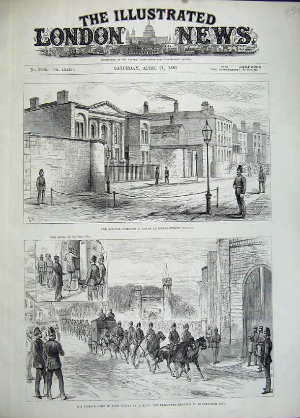 Old Antique Print 1883 Phoenix Park Murder Dublin Ireland Jail Kilmainham 19th