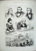 Old Antique Print 1883 Royal Courts Justice Hyland Coleridge Clarke Men 19th