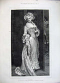 Original Old Antique Print 1883 Portrait Beautiful Woman Lady Teazle Art 19th