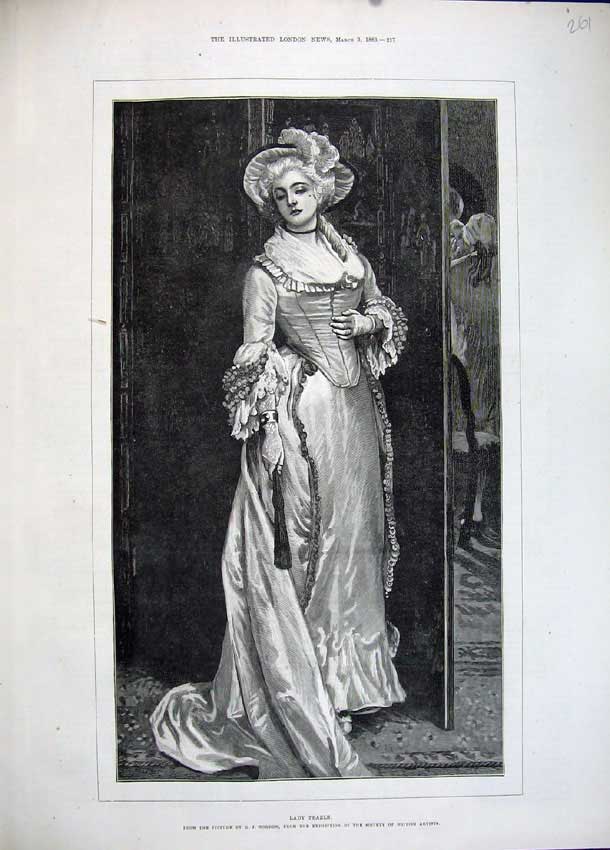 Original Old Antique Print 1883 Portrait Beautiful Woman Lady Teazle Art 19th