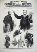 Old Antique Print 1883 House Commons Forster O'Shea Chamberlain Kelly Men 19th