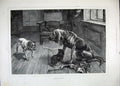 Original Old Antique Print 1883 Dadd Fine Art Puppy Dogs Fox Fur Animals 19th