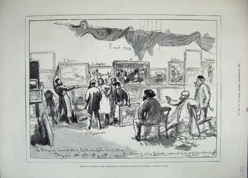 Old Antique Print 1883 Art Pictures Royal Society Painters Water Colours 19th