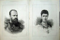 Original Old Antique Print 1883 Portrait Alexander Emperor Russia Empress 19th