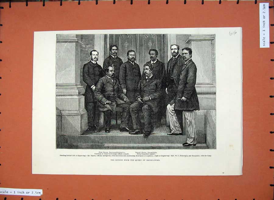 Old Antique Print 1883 Men Envoys Queen Madagascar Privy Councillor Art 19th