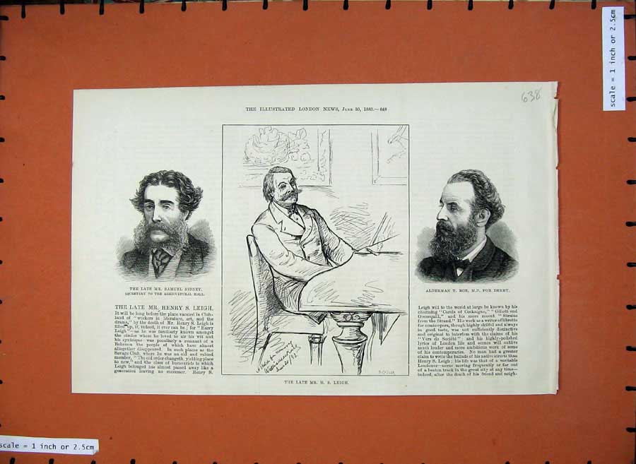 Old Antique Print Mr Leith Alderman Roe Derby 1883 Samuel Sidney Men Art 19th