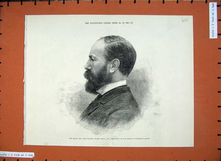 Old Antique Print 1883 Sir Charles Dilke President Local Government Board 19th