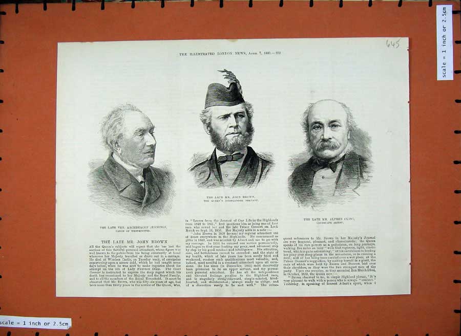 Old Antique Print 1883 Jennings Canon Westminster John Brown Alfred Clint 19th